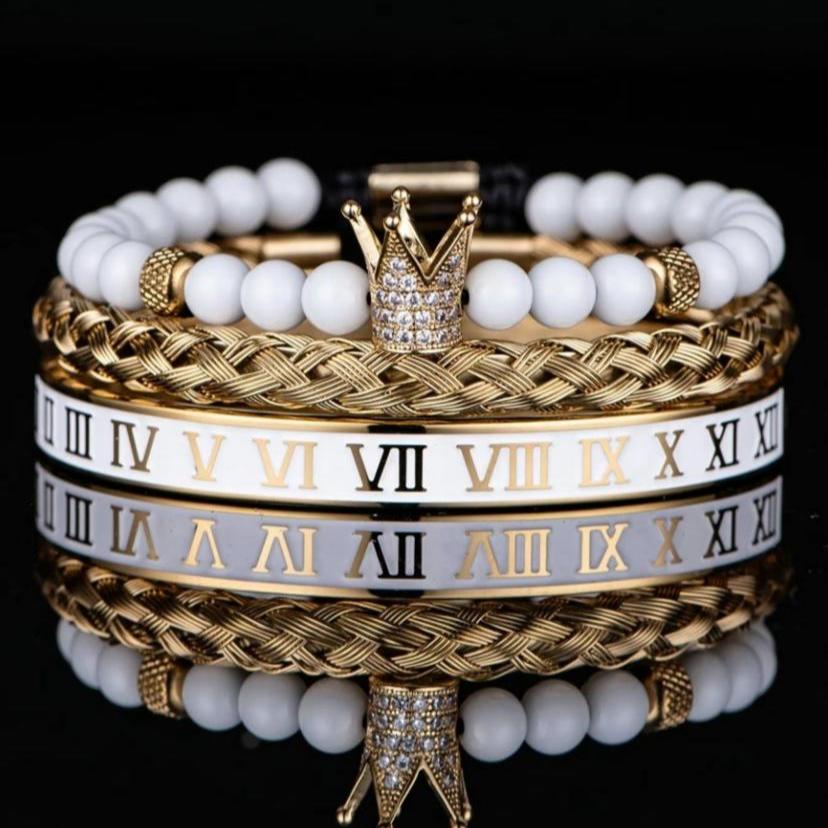 Crown Roman Royal Men Beaded Bracelet