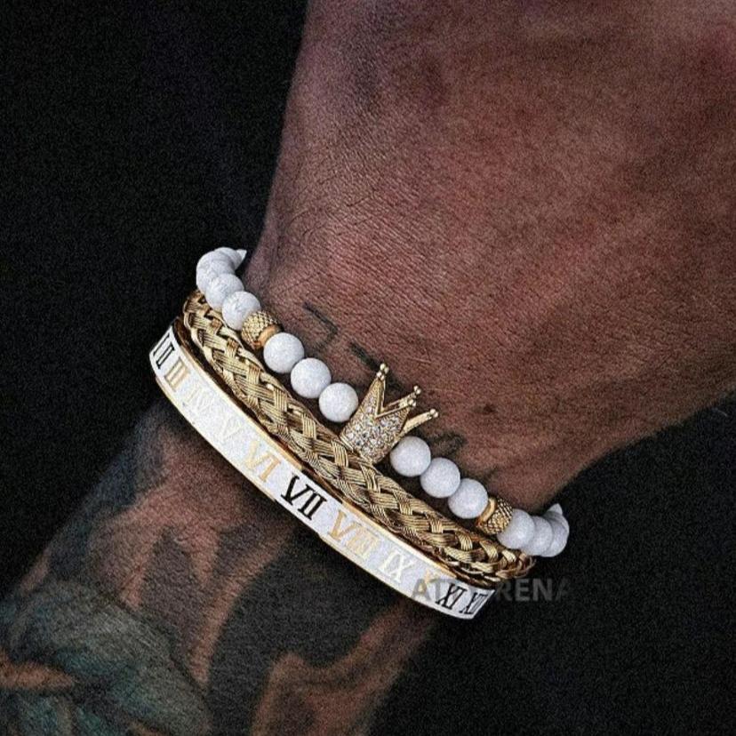 Crown Roman Royal Men Beaded Bracelet
