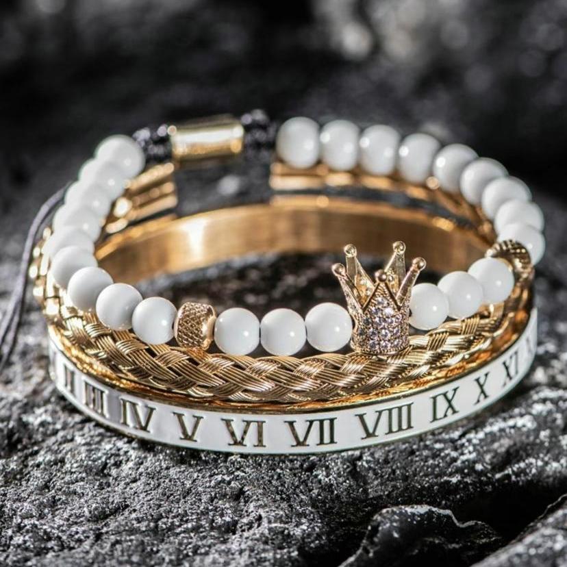 Crown Roman Royal Men Beaded Bracelet