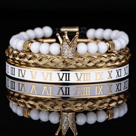 Crown Roman Royal Men Beaded Bracelet